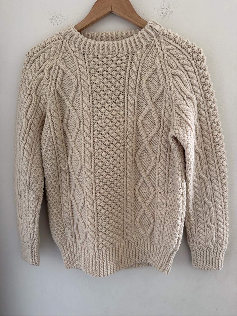Vintage Iconic Kennedy of Ardara Hand Knit Pure Wool Irish Aran Cable Sweater
